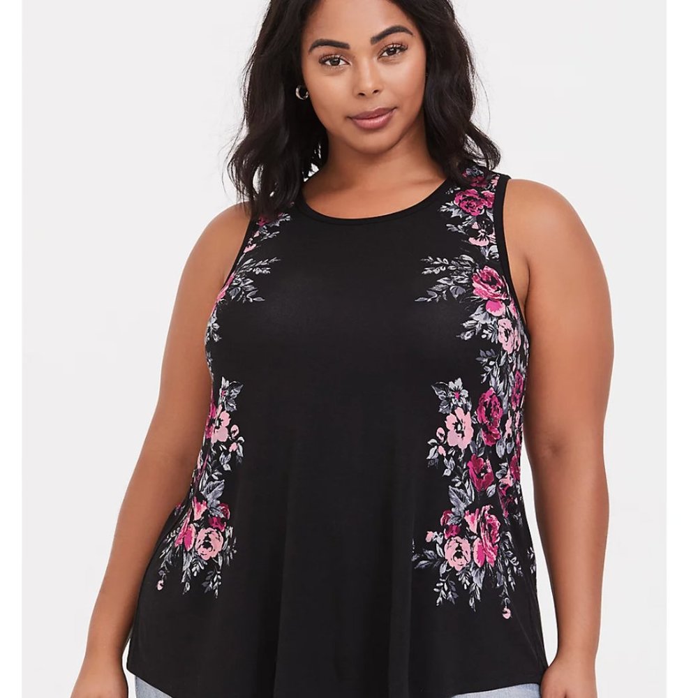 Torrid Black Floral Tank